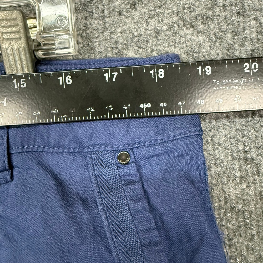 Chicos Bermuda Shorts 2.5 Womens 14 Blue Linen Blend Stretch Utility Pockets - Picture 7 of 11
